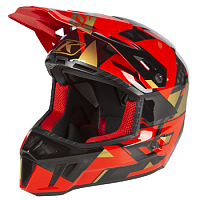 Шлем кроссовый KLIM F3 Carbon Helmet ECE Raid Fiery Red Gold 2024